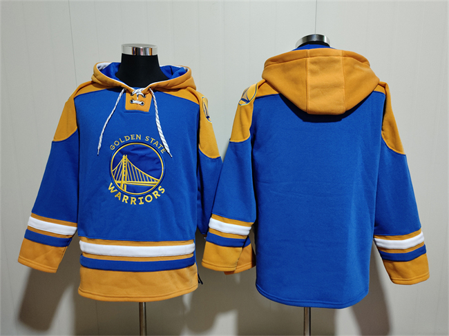 Men's Golden State Warriors Blank Blue/Yellow Lace-Up Pullover Hoodie